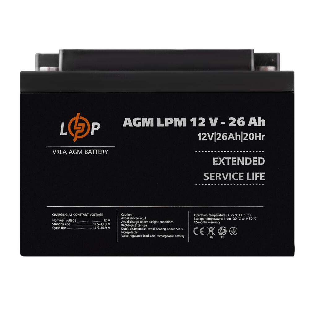 Акумулятор LP AGM LPM 12V - 26 Ah, під болт М5